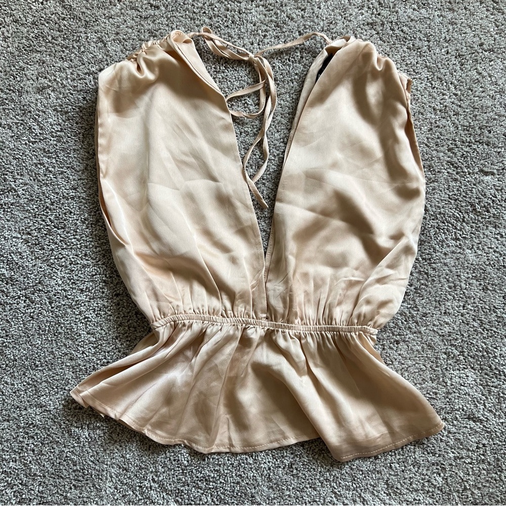 Missguided Blush Satin Top